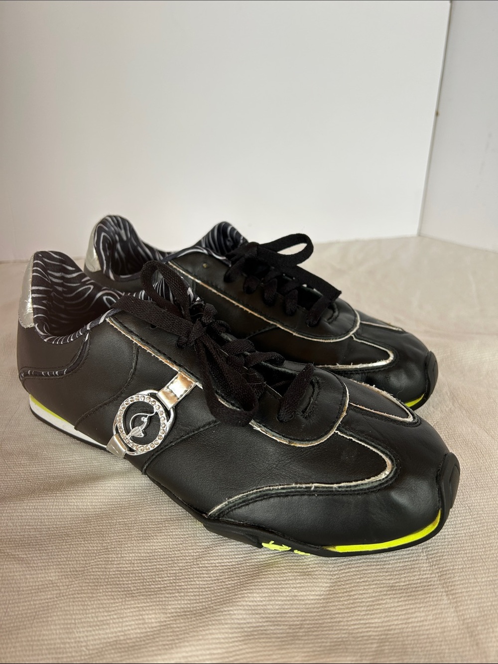 Baby Phat Black Sneakers with Lime Accent